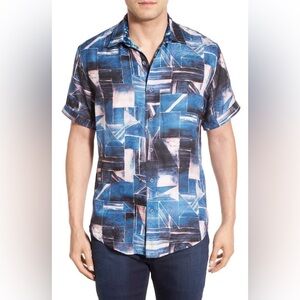 Robert Graham Men's Large Rocky Island Shark Print Silk Blend Shirt Rare